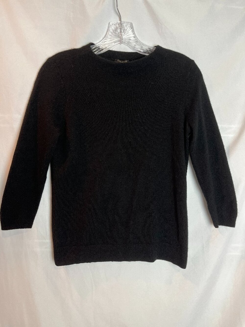 Women's Black Talbots 100% Cashmere 3/4 sleeve pullover sweater Size Sp